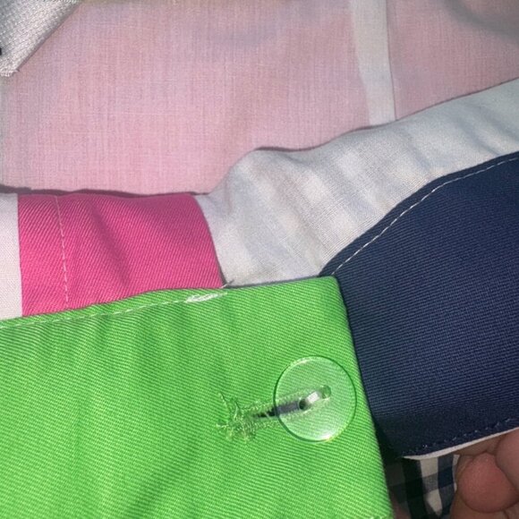 Vintage Lilly Pulitzer White Tag Patchwork Skirt Navy Green Pink Gingham sz. 10 - Picture 5 of 11